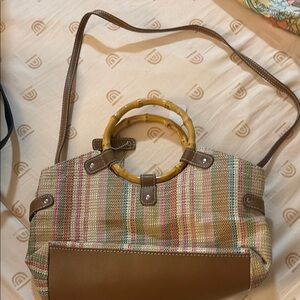 Charming Woven Handbag with Bamboo Handles